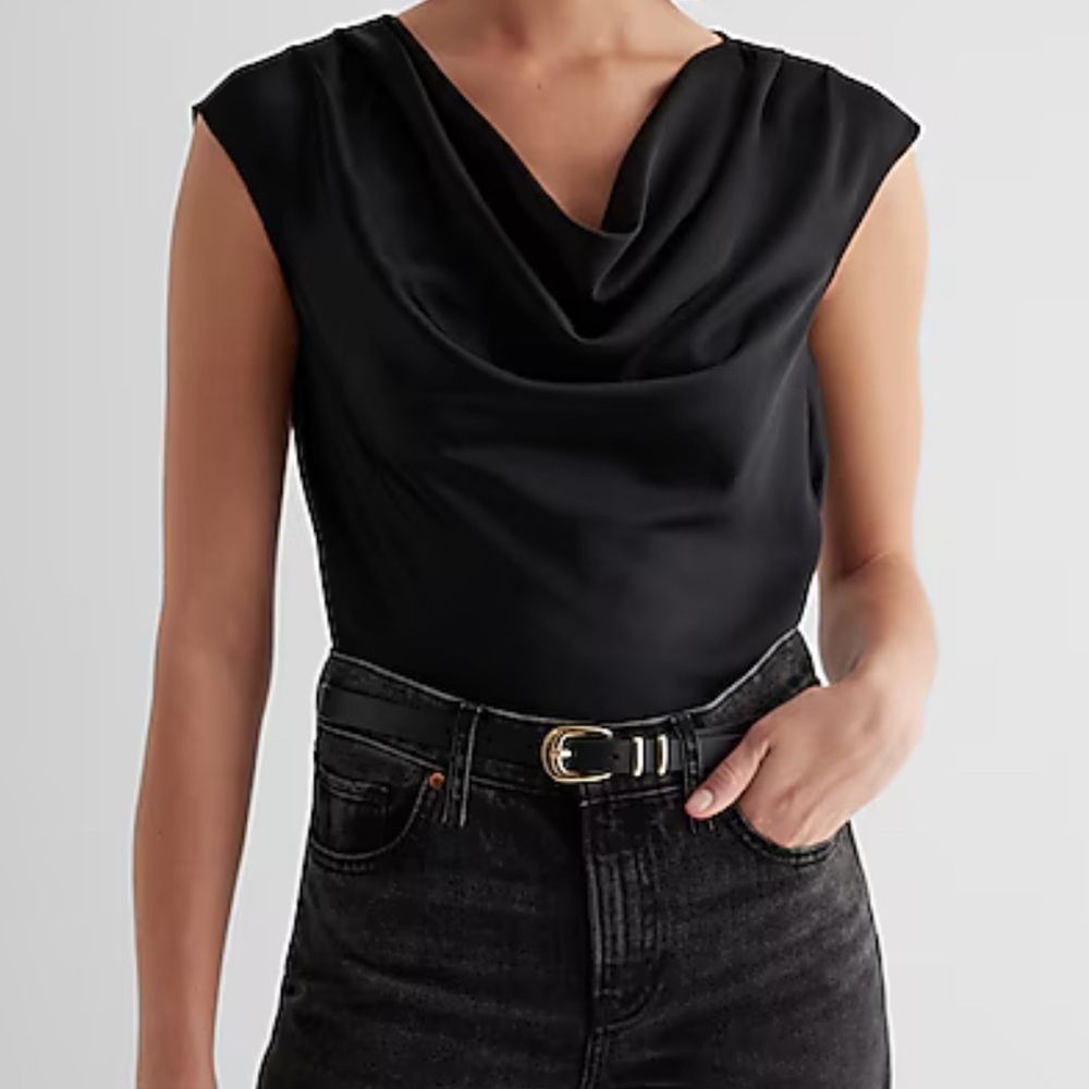 NWT Express Gramercy Satin Cowl Neck Bodysuit